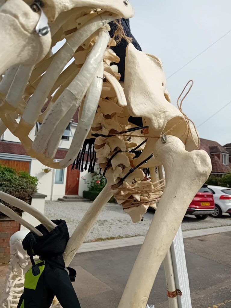 Image of running repairs on Sid the Skeleton at the 2026 Kenilworth Carnival